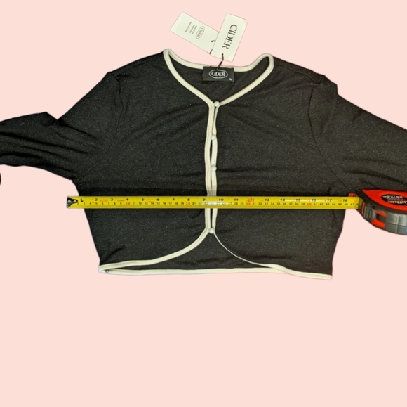 BNWT Y2K Style Sparkly Black Cotton Cardigan with White Contrast & Buttons L/XL - Picture 10 of 13